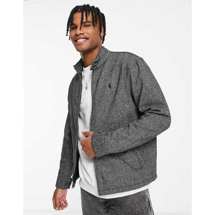 Polo Ralph Lauren country bara wool herringbone harrington jacket in  black/cream | ASOS