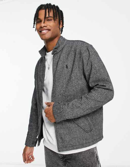 Polo Ralph Lauren country bara wool herringbone harrington jacket in  black/cream | ASOS