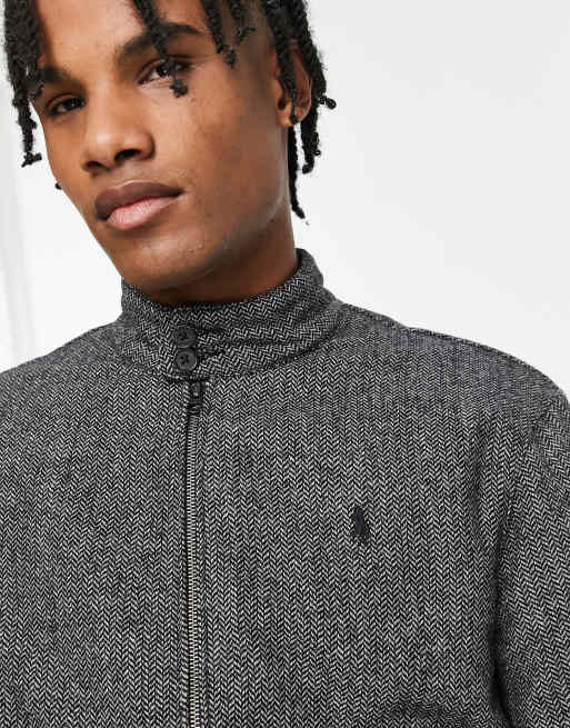 Polo Ralph Lauren Country Bara wool herringbone harrington jacket in  black/cream | ASOS