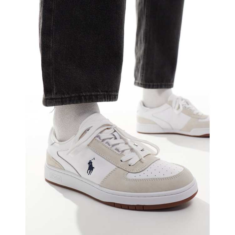 Polo ralph lauren white hotsell leather sneakers