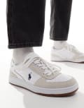 [Polo Ralph Lauren] Polo Ralph Lauren court leather sneakers with pony logo in white suede mix 42 White