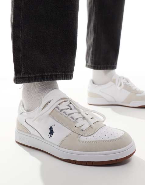 Polo Ralph Lauren – Court – Ledersneaker aus einer Wildledermischung in Weiß mit Pony-Logo - view 1
