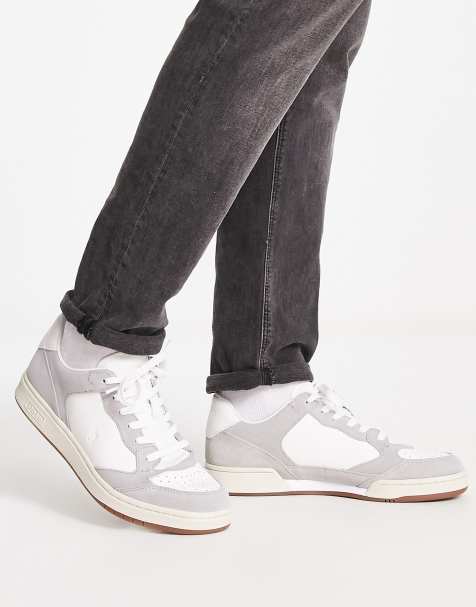 Polo Ralph Lauren court lux trainer in grey suede with gum sole and pony logo - view 1