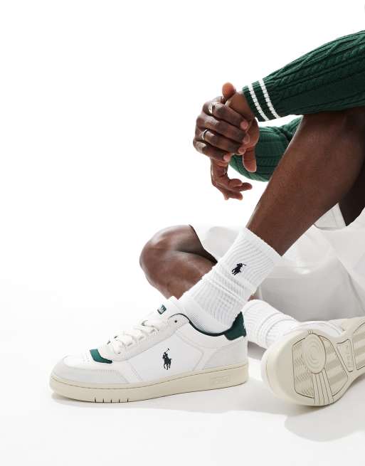Polo Ralph Lauren – Court Sport – Sneaker aus Leder in Weiß und Grün