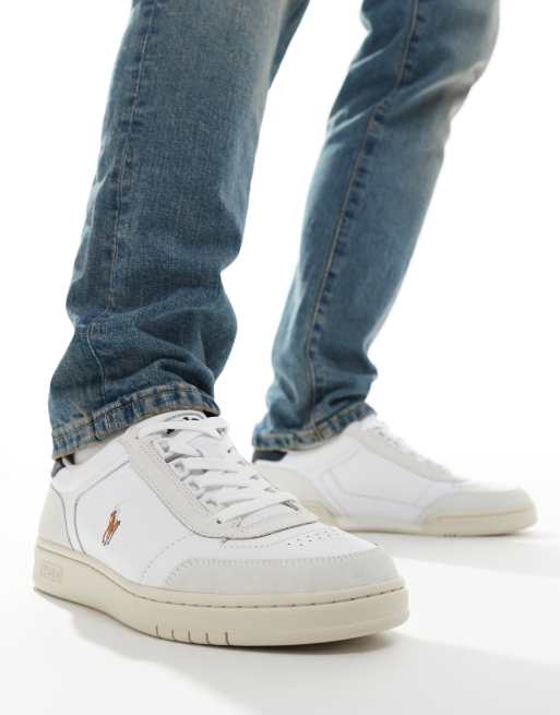 Polo Ralph Lauren – Court – Sport-Sneaker aus Wildleder-Mix in Cremeweiß und Weiß