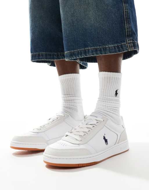 Polo Ralph Lauren - Court Sport - Sneakers bianche in pelle con suola in gomma