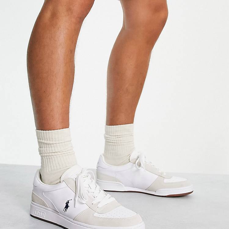 contant geld beproeving onderpand Polo Ralph Lauren court suede mix sneaker with pony logo in white | ASOS