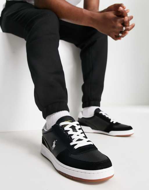 Polo Ralph Lauren court trainer in black with pony logo | ASOS