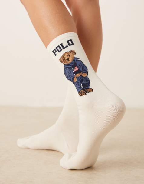 Polo Ralph Lauren - Cremefarvede sokker med bjørnemotiv - view 1