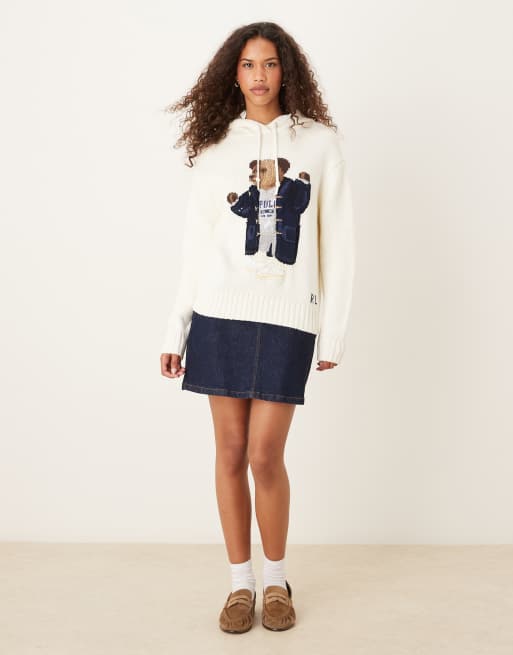 Polo Ralph Lauren - Cremehvid hættetrøje med Bear-logo, 4 af 4