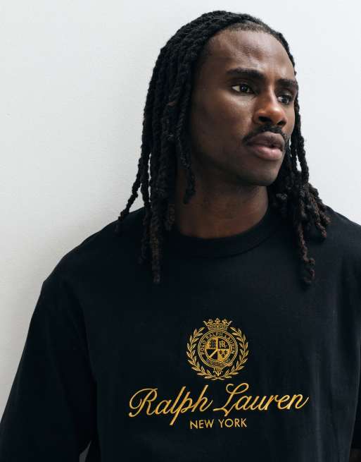 Polo Ralph Lauren crest heavyweight t-shirt in black, 3 of 5