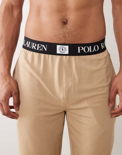 Polo Ralph Lauren crest logo jersey sleep short in vintage khaki, 4 of 5