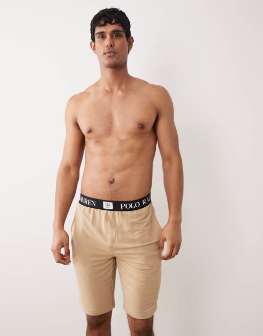 Polo Ralph Lauren crest logo jersey sleep short in vintage khaki, 5 of 5