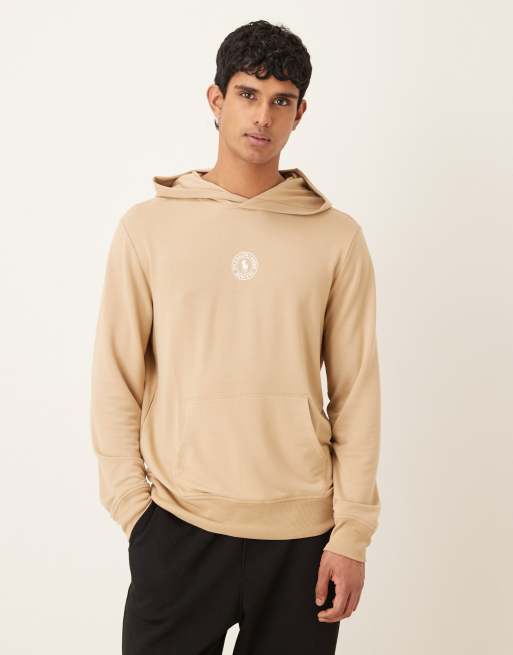 Polo Ralph Lauren crest logo long sleeve hoodie jersey top in vintage khaki