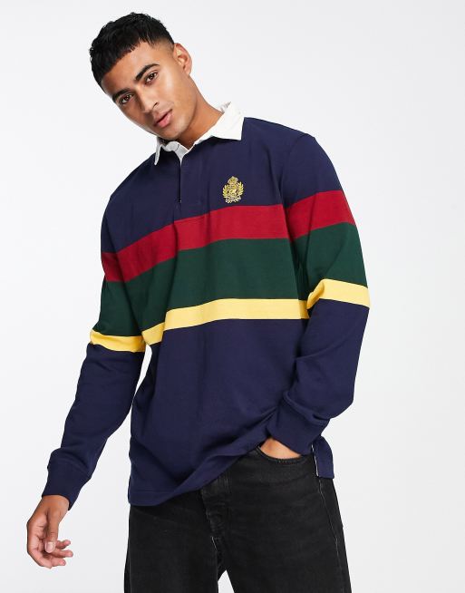 Polo Ralph Lauren crest logo rugby polo in multi stripe | ASOS