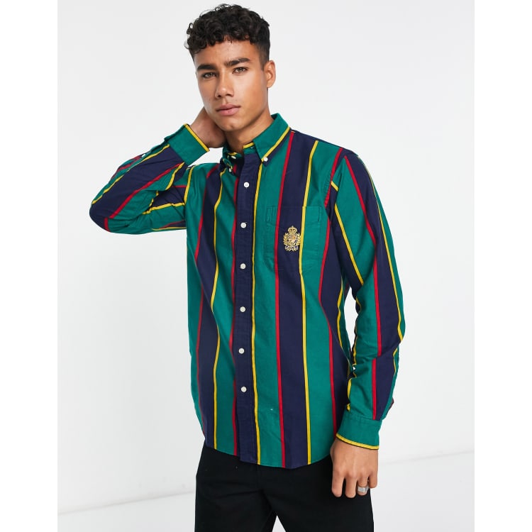 Polo Ralph Lauren crest logo tie stripe oxford shirt classic fit in multi |  ASOS