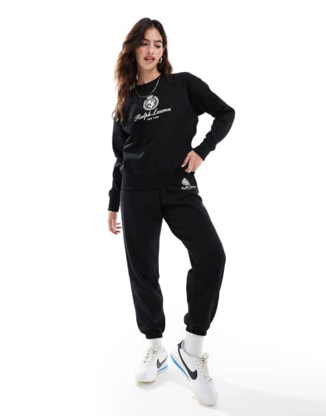 Polo Ralph Lauren crest logo trackies in black (part of a set) - view 1