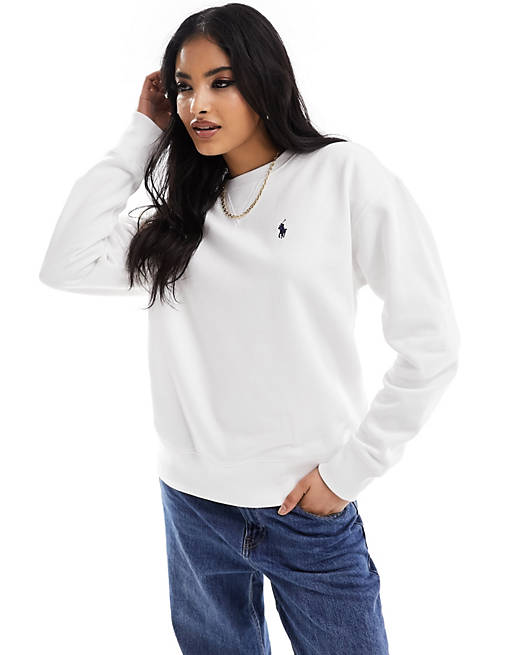 te rechtvaardigen klep Migratie Polo Ralph Lauren crew neck sweater in white | ASOS