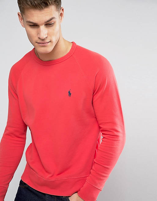 Polo Ralph Lauren Crew Neck Sweatshirt in Washed Red | ASOS