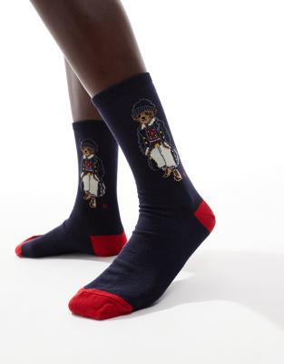 Polo Ralph Lauren - Crew-Socken in Marineblau mit Bärenlogo