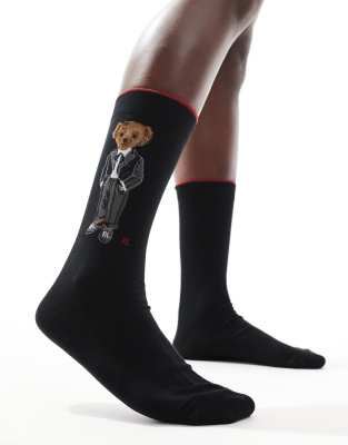 Polo Ralph Lauren - Crew-Socken in Schwarz mit Eleganter-Bär-Logo