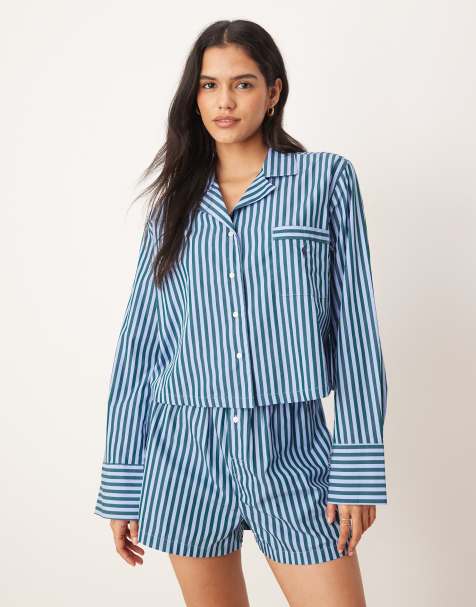 Polo Ralph Lauren Crop and boxer set in chambray blue x botanical gree - view 1