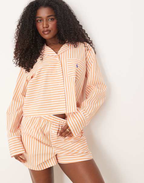 Polo Ralph Lauren Crop & boxer pj set in tangerine - view 1