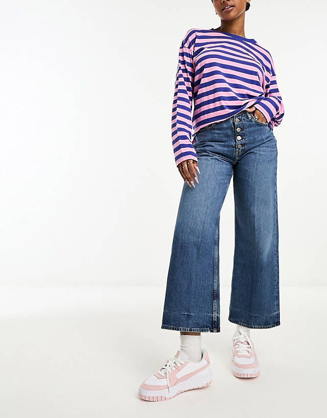 Polo Ralph Lauren - crop wide straight leg jeans in dark wash