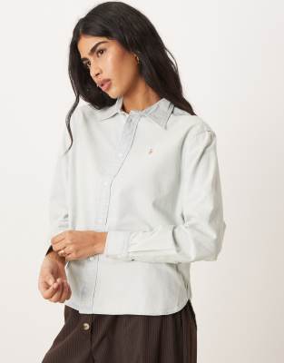Polo Ralph Lauren - Cropped-Hemd aus Chambray in Hellblau mit kastigem Schnitt