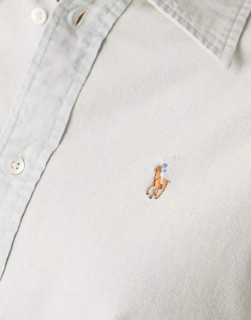 Polo Ralph Lauren – Cropped-Hemd aus Chambray in Hellblau mit kastigem Schnitt, 3 von 4