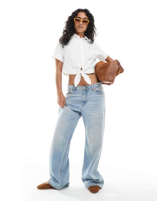 Polo Ralph Lauren – Cropped-Hemd in Weiß mit Schnürung vorn, 2 von 4