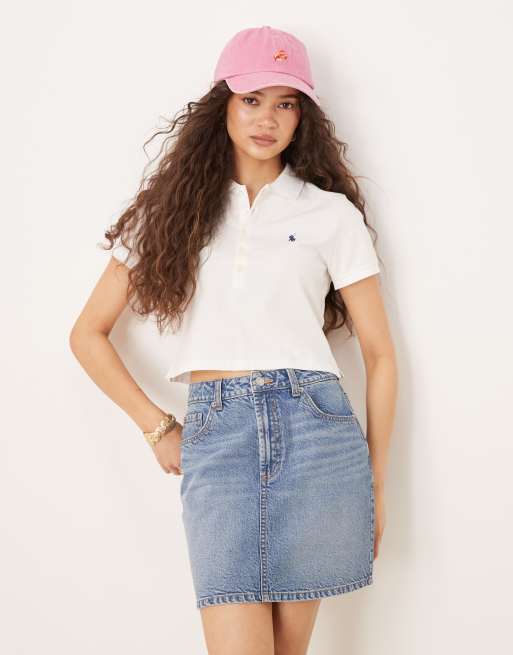 Polo Ralph Lauren cropped icon logo polo shirt in white