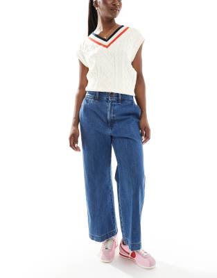 Polo Ralph Lauren - Cropped-Jeans in Mittelblau mit hohem Bund und weitem Bein