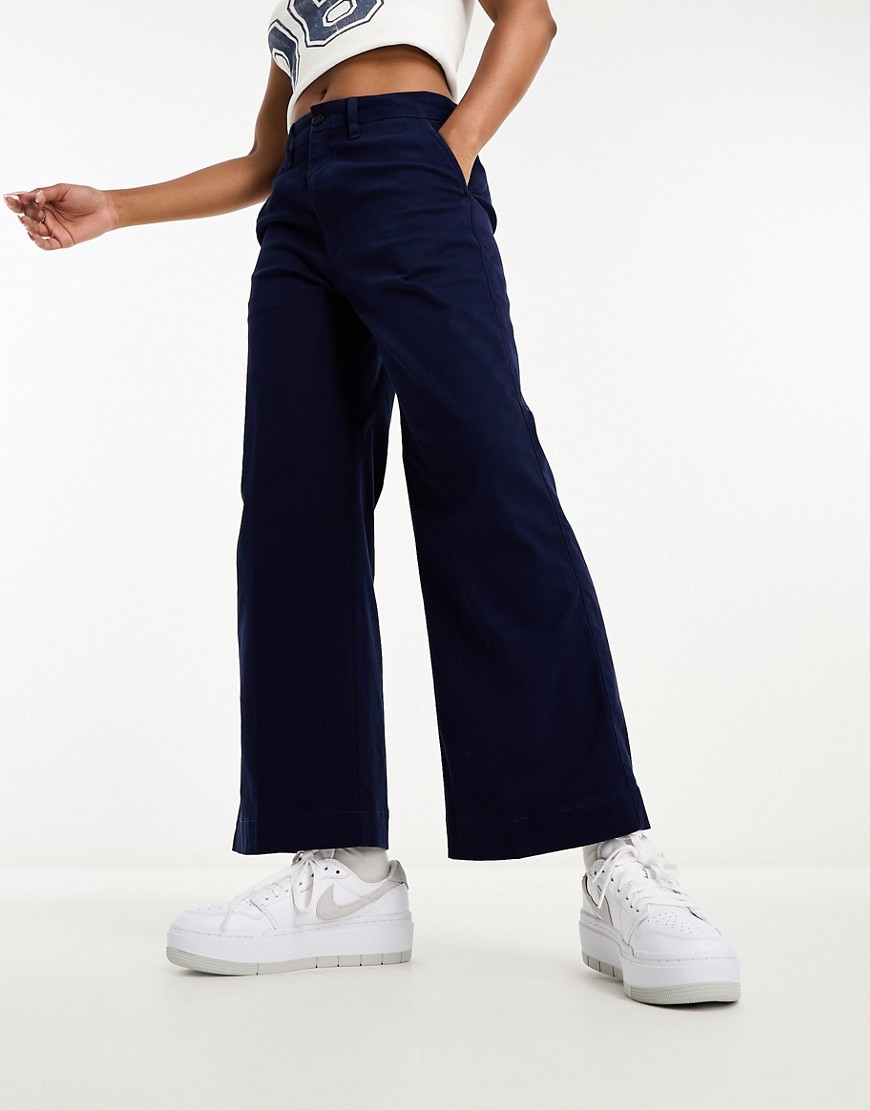 Polo Ralph Lauren cropped wide leg flat front chinos in navy