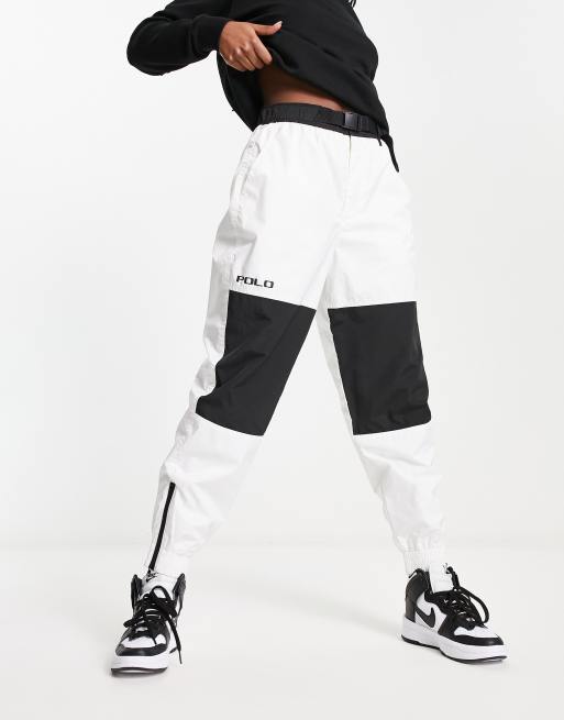 Polo Ralph Lauren cuffed athletic utility pants in white and black