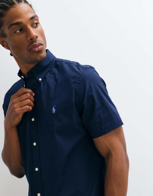Polo Ralph Lauren custom fit camicia sportiva a maniche corte navy, 3 di 5