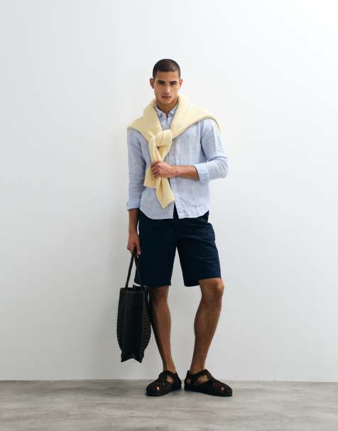 Polo Ralph Lauren custom fit camicia sportiva a maniche lunghe in lino azzurro - view 1