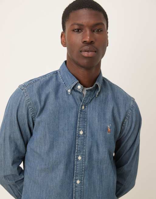 Polo Ralph Lauren custom fit denim shirt in dark blue ASOS