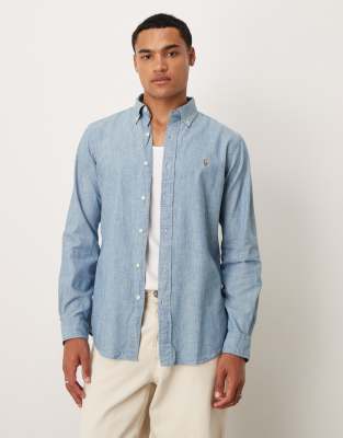 Polo Ralph Lauren Men's Blue Custom Fit Denim Shirt In Mid