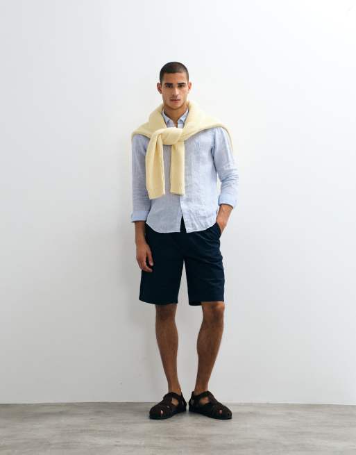Polo Ralph Lauren Custom Fit langärmliges Leinen-Sporthemd in Hellblau, 5 von 9
