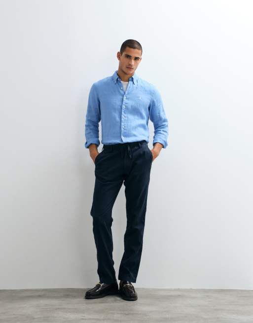 Polo Ralph Lauren Custom Fit langärmliges Leinenhemd in Blau, 2 von 7