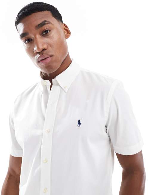 Polo Ralph Lauren - Custom-fit poplin overhemd met icoonlogo en korte mouwen in wit