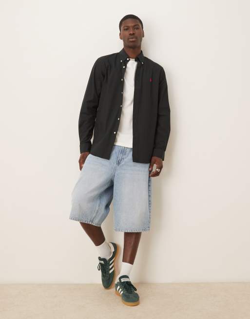 Polo Ralph Lauren custom fit poplin shirt in black | ASOS
