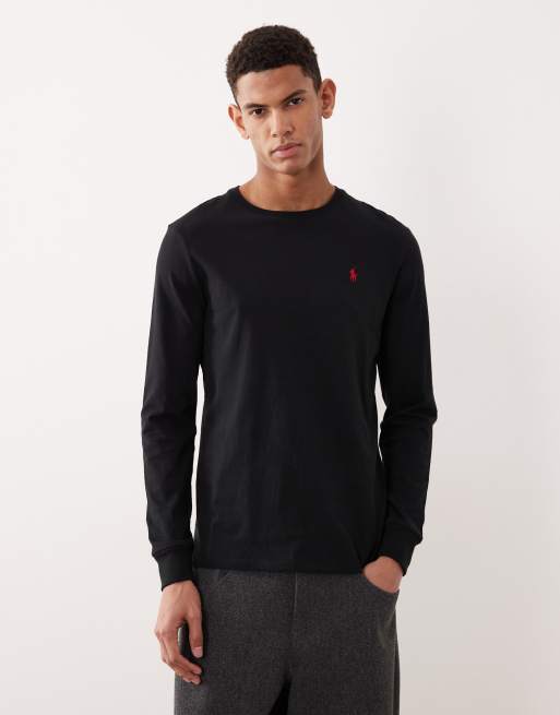 Polo Ralph Lauren - Custom fit T-shirt met icoonlogo en lange mouwen in zwart