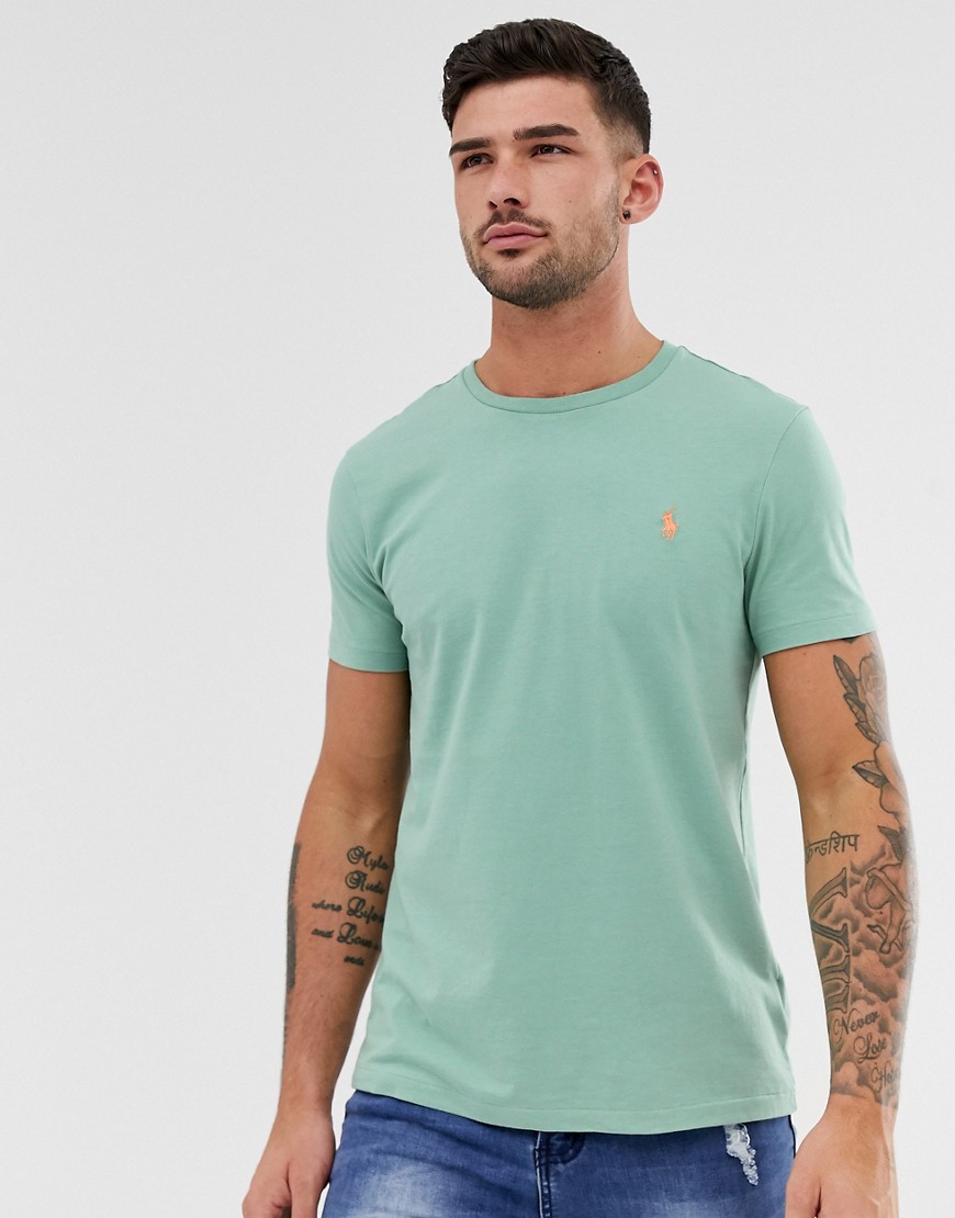 Polo Ralph Lauren - Custom regular-fit verwassen T-shirt met logo in mintgroen