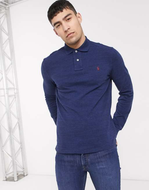 Ralph lauren long hot sale sleeve polo blue