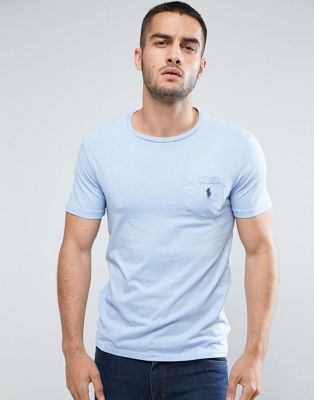 Draw a picture vehicle Embankment Polo Ralph Lauren Custom Slim Fit Pocket T-Shirt in Light Blue | ASOS