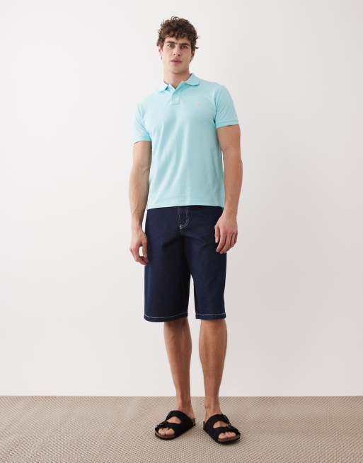 Polo Ralph Lauren – Custom-Slim-Fit-Polohemd aus Pikee in Aqua-Blau mit gesticktem Pony, 2 von 5