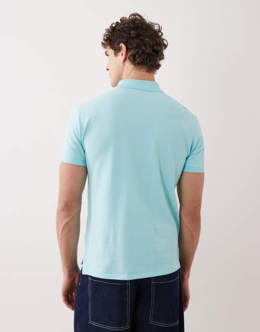 Polo Ralph Lauren – Custom-Slim-Fit-Polohemd aus Pikee in Aqua-Blau mit gesticktem Pony, 3 von 5