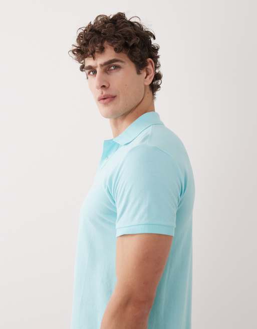 Polo Ralph Lauren – Custom-Slim-Fit-Polohemd aus Pikee in Aqua-Blau mit gesticktem Pony, 4 von 5